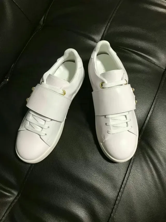 Louis Vuitton White Gold Leather Upper LV Monogram Strap Lifestyle Sneakers 4