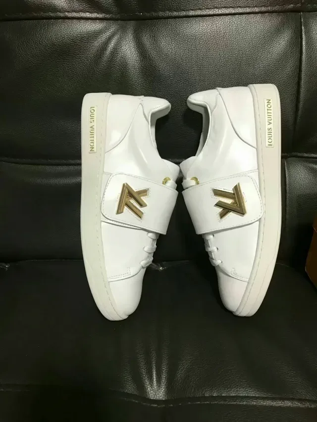 Louis Vuitton White Gold Leather Upper LV Monogram Strap Lifestyle Sneakers 5