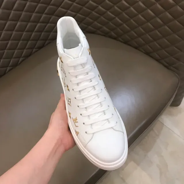 Louis Vuitton White Gold Monogram-Printed High-Top Lifestyle Sneakers 2