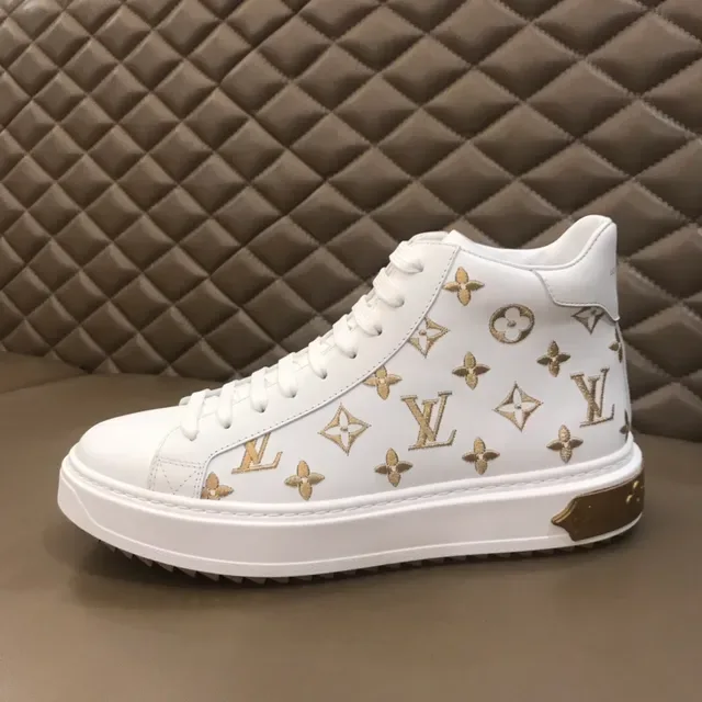 Louis Vuitton White Gold Monogram-Printed High-Top Lifestyle Sneakers 4