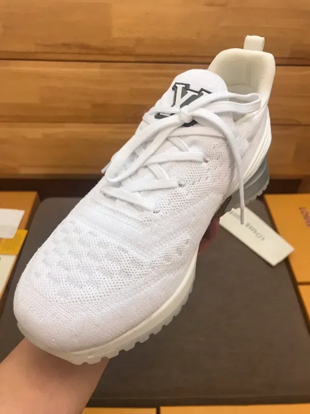 Louis Vuitton White Gray Knit Upper Sculpted Layered Sole Lifestyle Sneakers 4