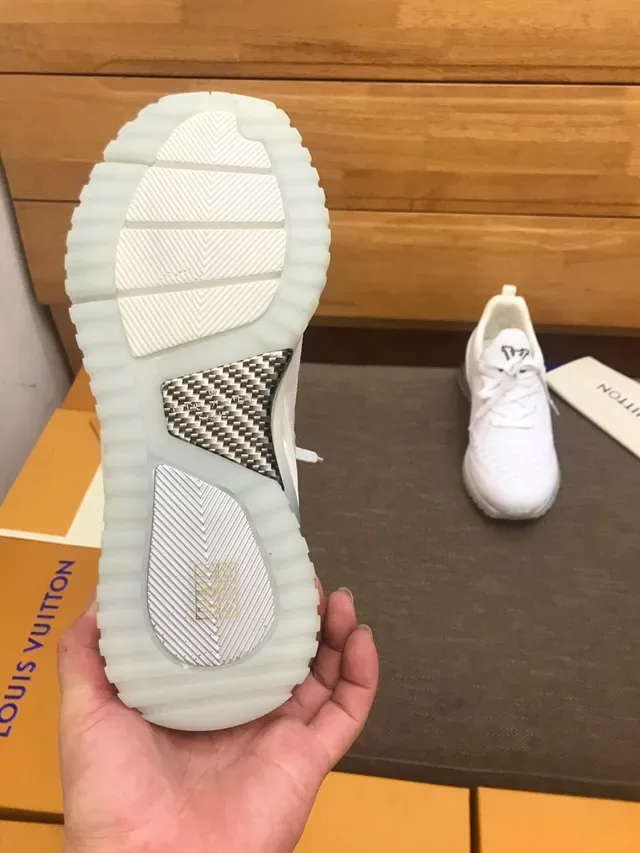 Louis Vuitton White Gray Knit Upper Sculpted Layered Sole Lifestyle Sneakers 5