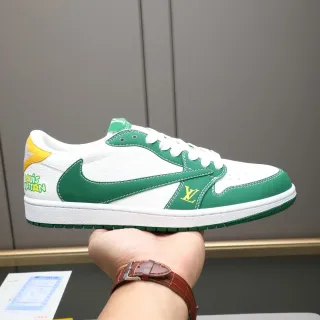 Louis Vuitton White Green Low-Top Layered Leather/suede Lifestyle Sneakers