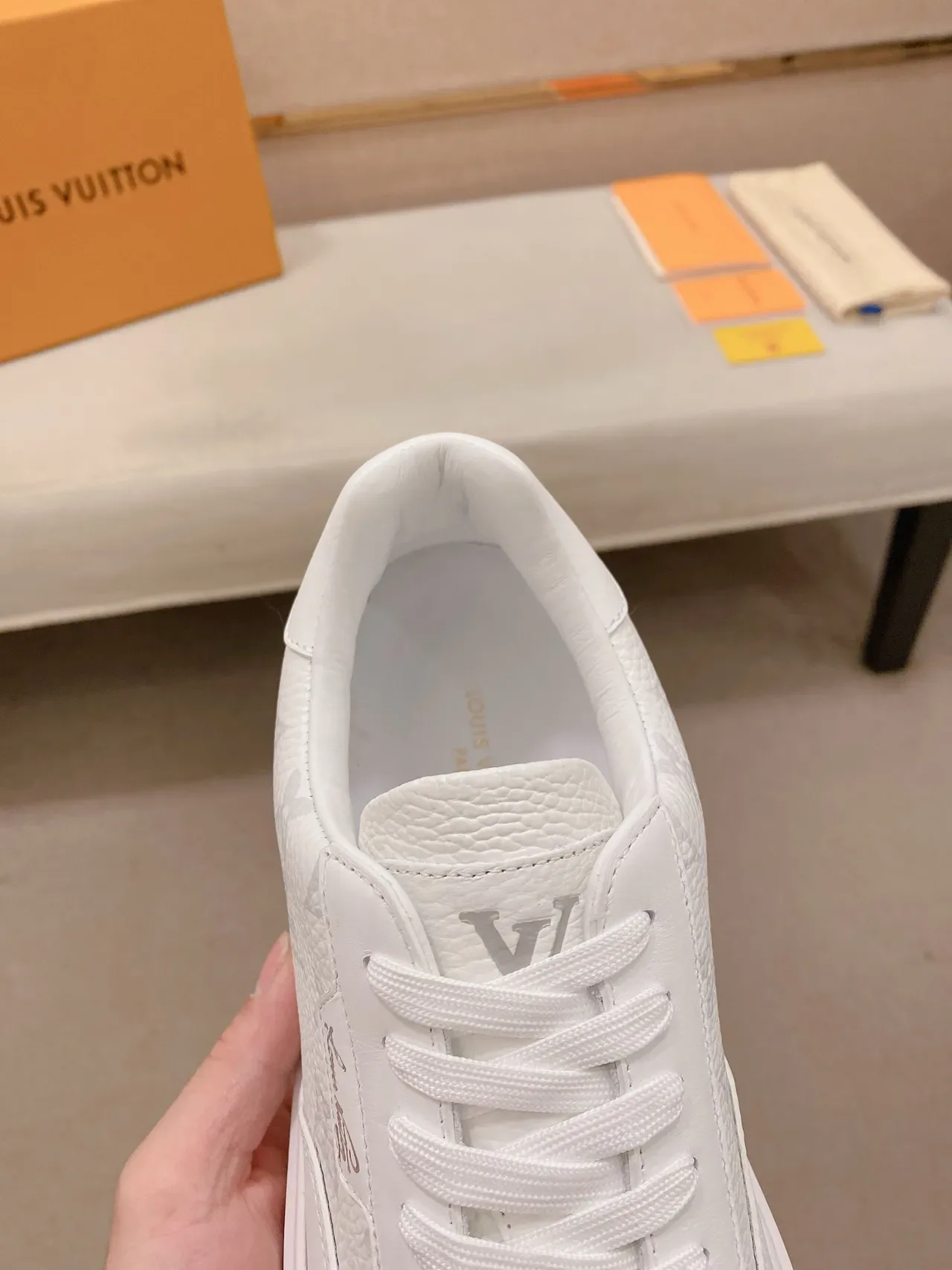 Louis Vuitton White Monogrammed Leather Platform Sole Lifestyle Sneakers 4