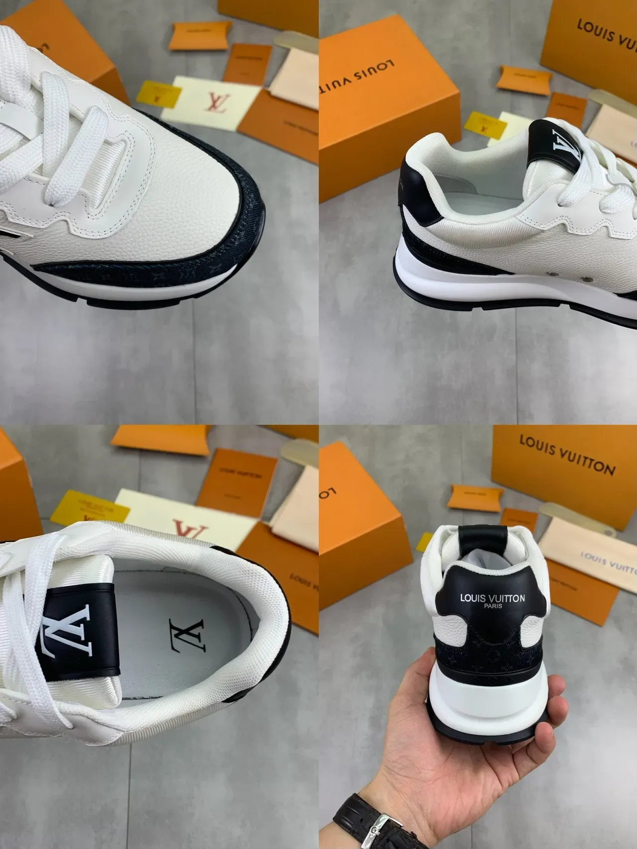 Louis Vuitton White Navy Monogram Canvas Panels Sculpted Midsole Lifestyle Sneakers 3