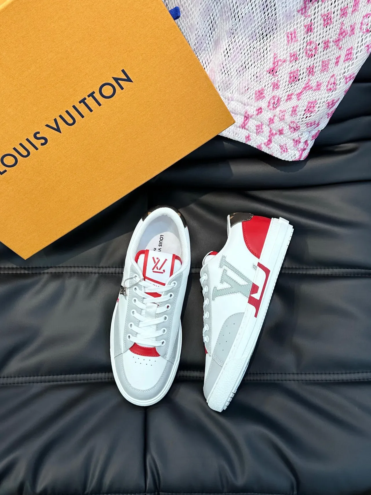 Louis Vuitton সাদা লাল লো-টপ চামড়া উপরের লাইফস্টাইল স্নিকার্স 2