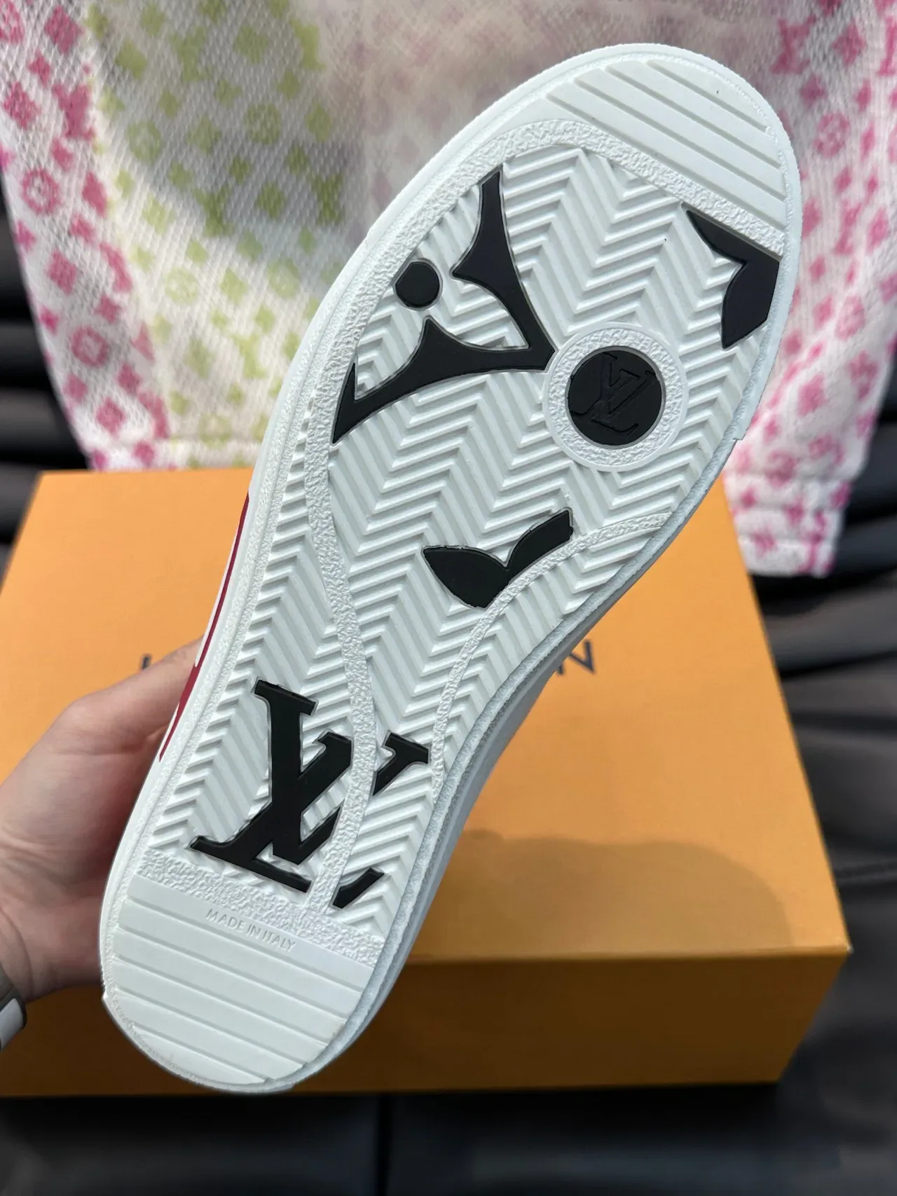 Louis Vuitton সাদা লাল লো-টপ চামড়া উপরের লাইফস্টাইল স্নিকার্স 8