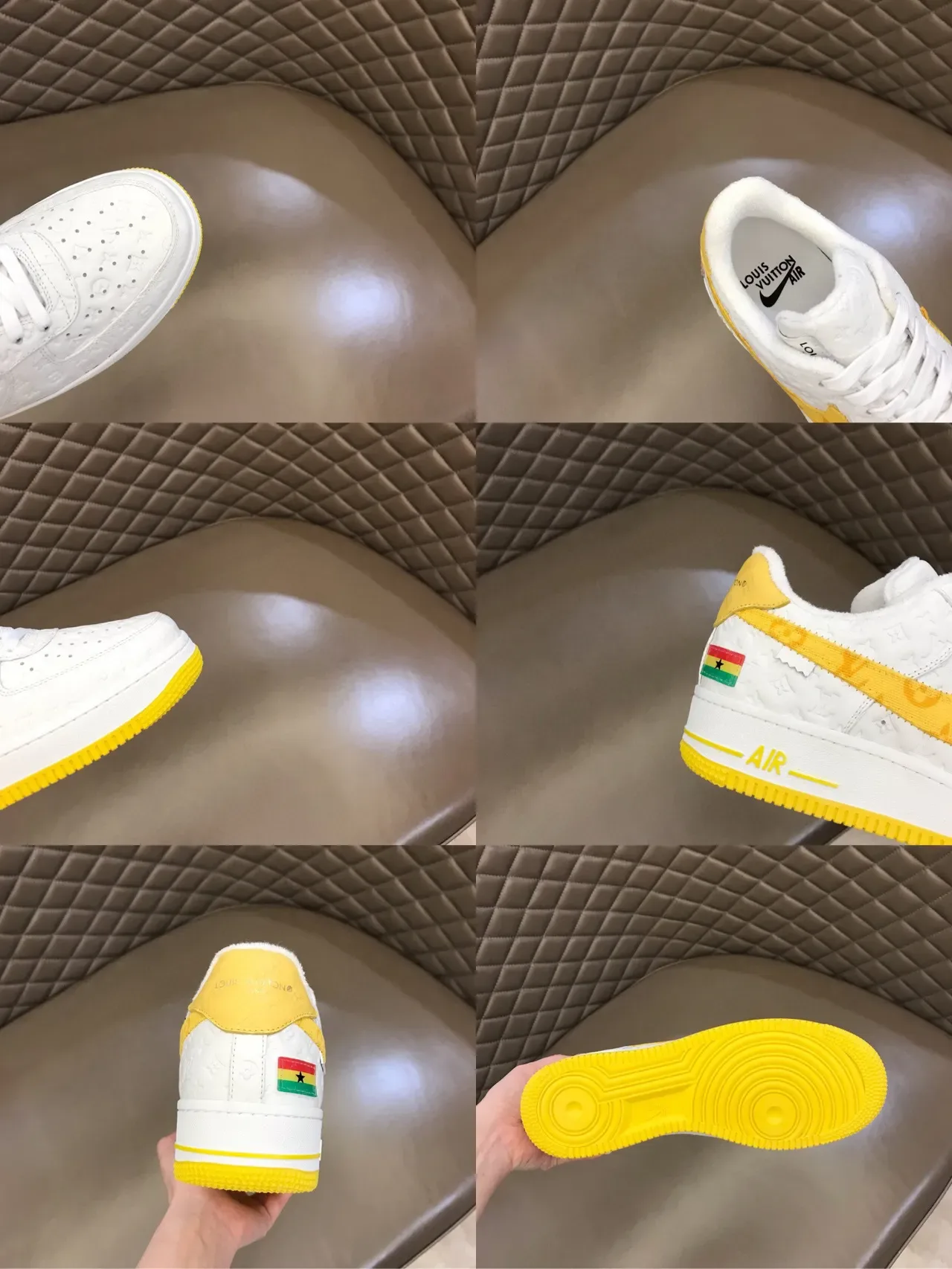 Louis Vuitton x Nike Air Force 1 White Yellow Monogram Lifestyle Sneakers 2