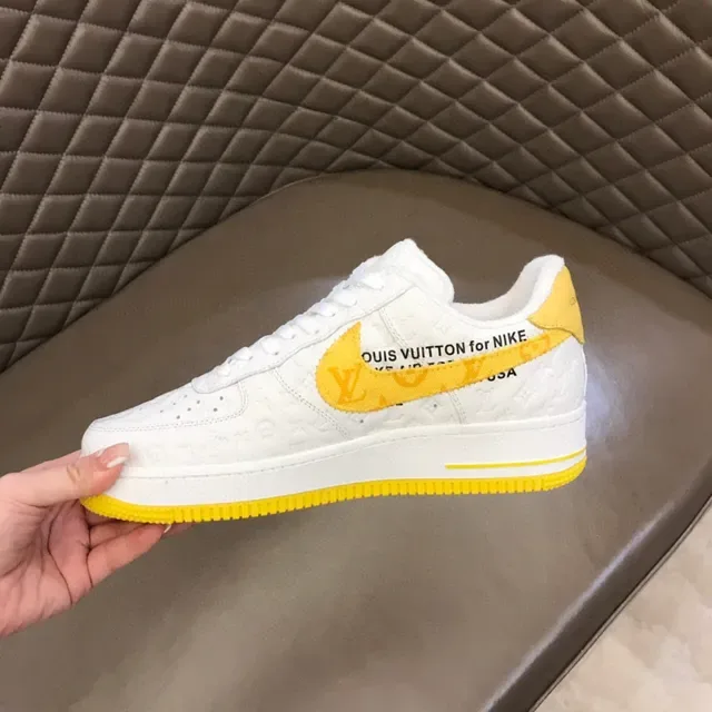 Louis Vuitton x Nike Air Force 1 White Yellow Monogram Lifestyle Sneakers 3