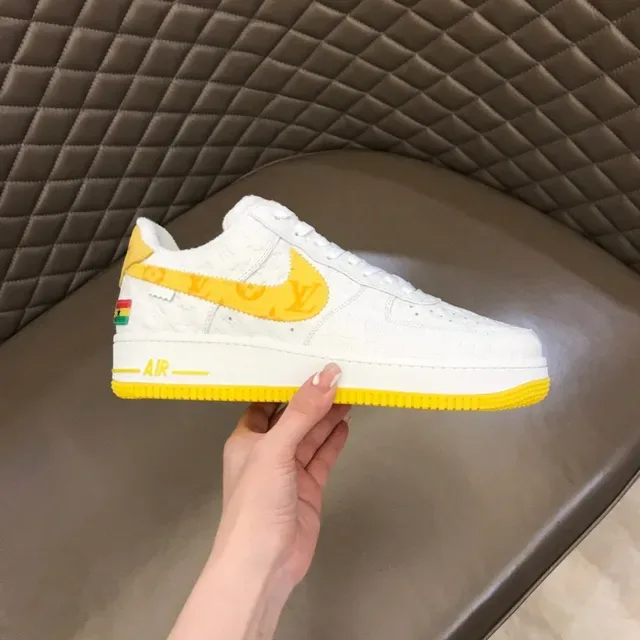Louis Vuitton x Nike Air Force 1 White Yellow Monogram Lifestyle Sneakers 4