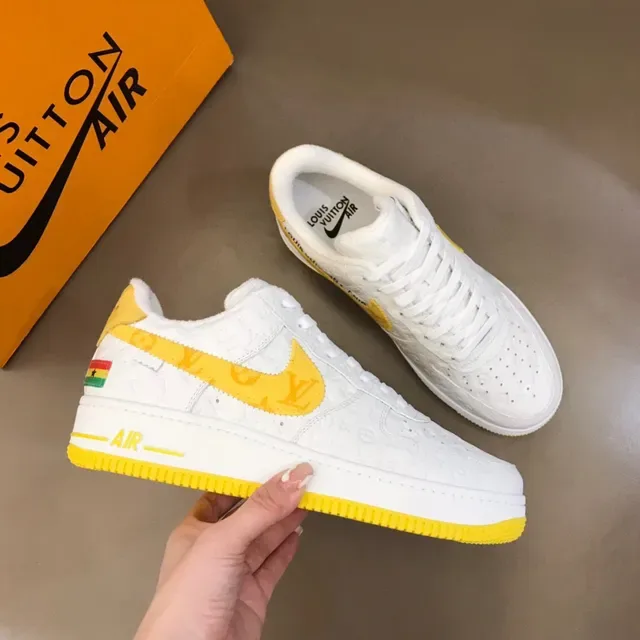 Louis Vuitton x Nike Air Force 1 White Yellow Monogram Lifestyle Sneakers 5