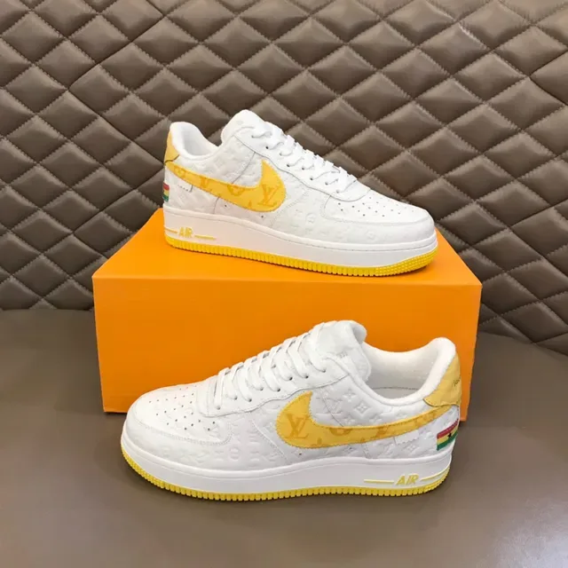 Louis Vuitton x Nike Air Force 1 White Yellow Monogram Lifestyle Sneakers 6