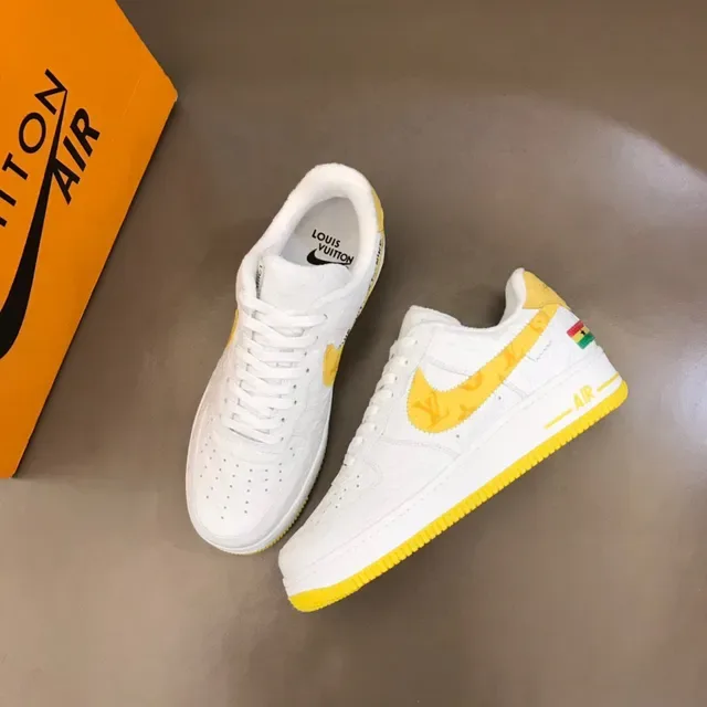 Louis Vuitton x Nike Air Force 1 White Yellow Monogram Lifestyle Sneakers 7