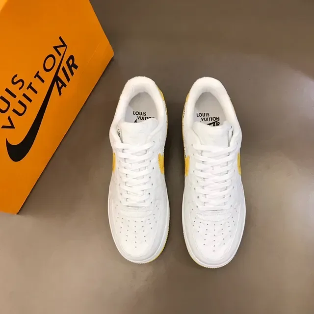 Louis Vuitton x Nike Air Force 1 White Yellow Monogram Lifestyle Sneakers 8