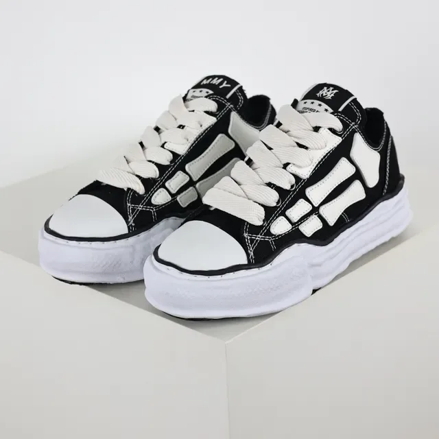 Maison Margiela Black White Deconstructed Stitched-Panel Lifestyle Sneakers 2