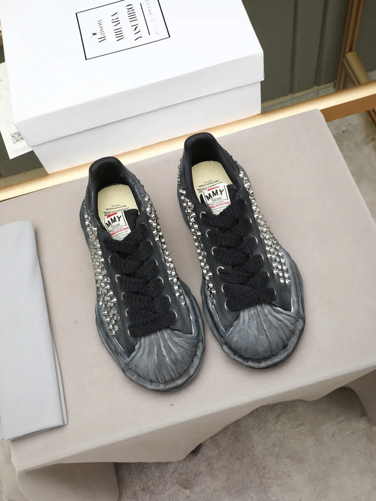 Maison Margiela MM6 Black Gray Studded Deconstructed Lifestyle Sneakers 3