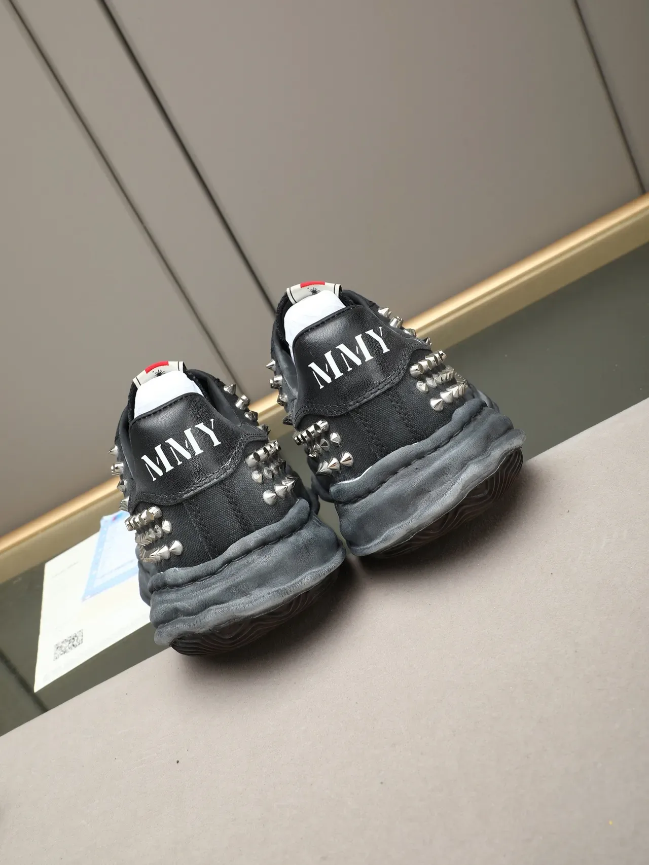 Maison Margiela MM6 Black Gray Studded Deconstructed Lifestyle Sneakers 4
