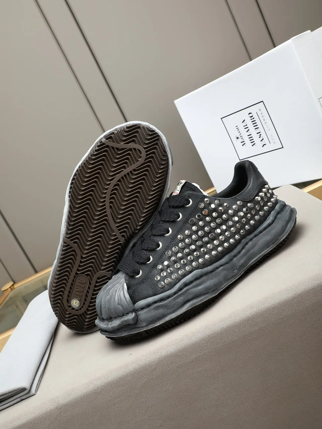 Maison Margiela MM6 Black Gray Studded Deconstructed Lifestyle Sneakers 5