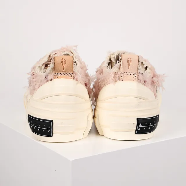 Maison Margiela MM6 Pink Beige Deconstructed Frayed Textile Upper Layered Segmented Rubber Sole Lifestyle Sneakers 8