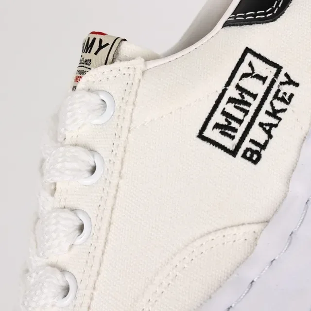 MMY White Black Canvas Upper Sculpted Midsole Sneakers 6