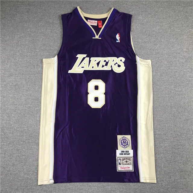 Mitchell & Ness Hardwood Classics Lakers Kobe Bryant Purple Cream Jersey 3
