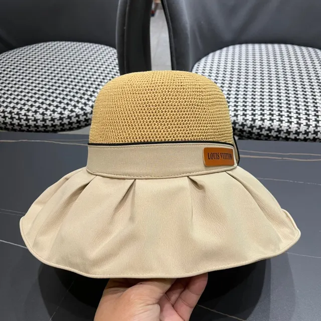 Miu Miu Beige Noir chapeau bucket à large bord en maille couronne 5