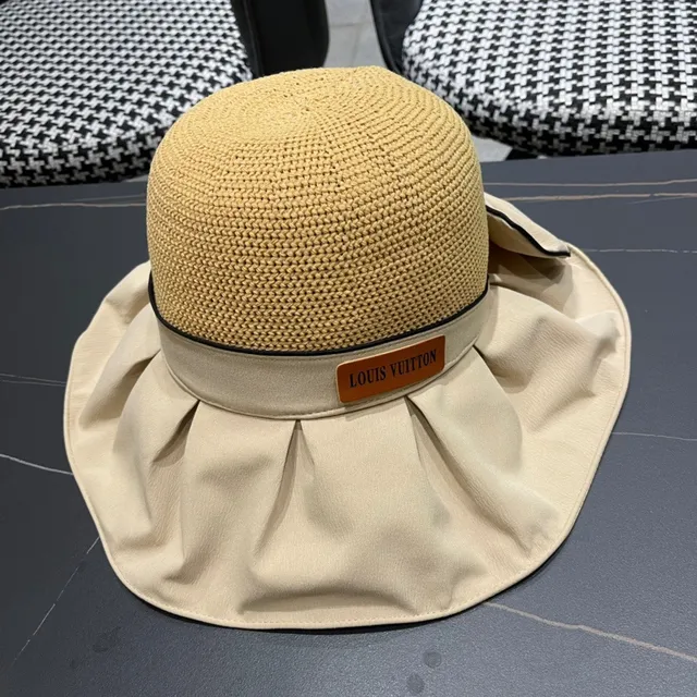 Miu Miu Beige Noir chapeau bucket à large bord en maille couronne 9
