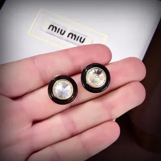 Miu Miu أقراط كريستال أسود وذهبي ستود