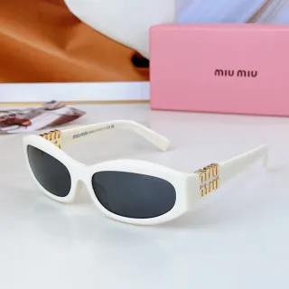 Miu Miu Wander White Acetate Gold Hardware Sunglasses