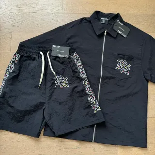 Mixed Emotion Conjunto Casual Negro Logo Bordado Multicolor