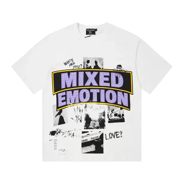 Mixed Emotion सफेद बैंगनी ग्राफिक प्रिंट ओवरसाइज्ड टी-शर्ट 3