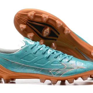 Mizuno Blue Orange Iridescent Synthetic Upper Conical Molded Studs Firm-Ground Soccer Shoes