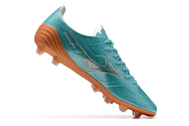 Mizuno Bleu Orange Iridescent Synthétique Supérieur Clous Coniques Moulés Terrain Firme Chaussures de Football 3