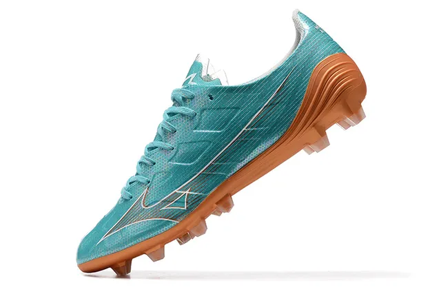 Mizuno Bleu Orange Iridescent Synthétique Supérieur Clous Coniques Moulés Terrain Firme Chaussures de Football 4