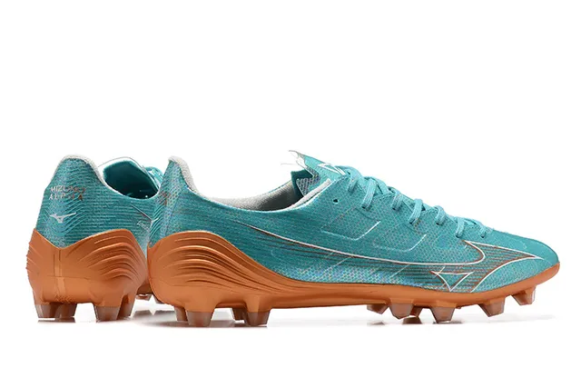 Mizuno Bleu Orange Iridescent Synthétique Supérieur Clous Coniques Moulés Terrain Firme Chaussures de Football 5