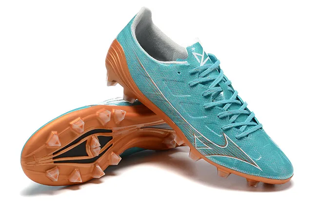 Mizuno Bleu Orange Iridescent Synthétique Supérieur Clous Coniques Moulés Terrain Firme Chaussures de Football 6