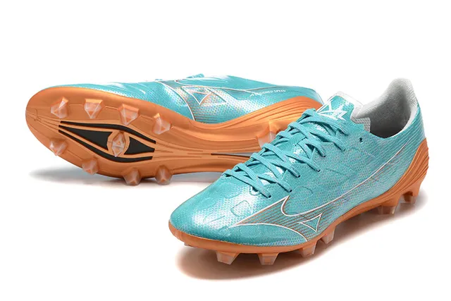 Mizuno Bleu Orange Iridescent Synthétique Supérieur Clous Coniques Moulés Terrain Firme Chaussures de Football 7