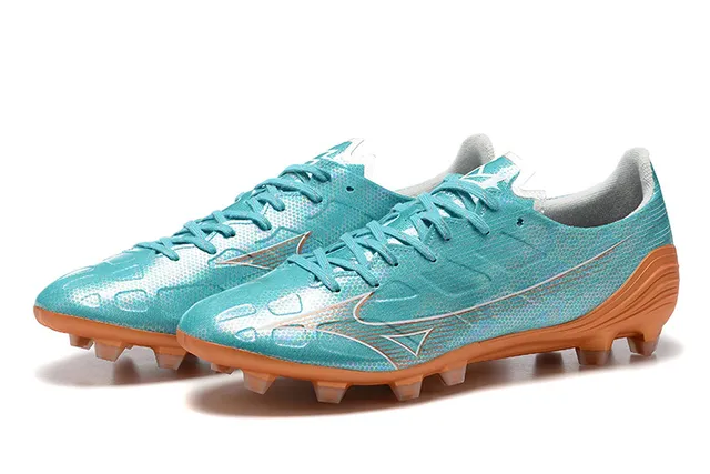 Mizuno Bleu Orange Iridescent Synthétique Supérieur Clous Coniques Moulés Terrain Firme Chaussures de Football 8