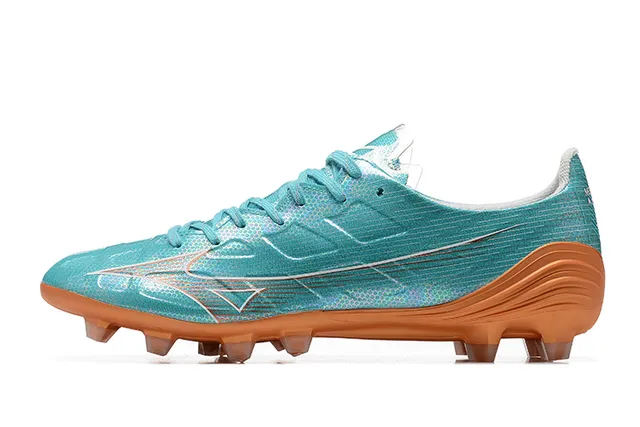Mizuno Bleu Orange Iridescent Synthétique Supérieur Clous Coniques Moulés Terrain Firme Chaussures de Football 10