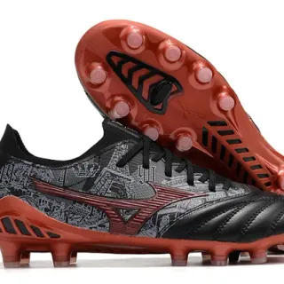 Mizuno Morelia Neo Black Red Gray Firm-Ground Soccer Shoes