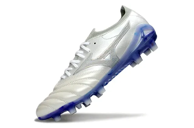 Mizuno Morelia Neo White and Translucent Blue Firm-Ground Soccer Shoes 3