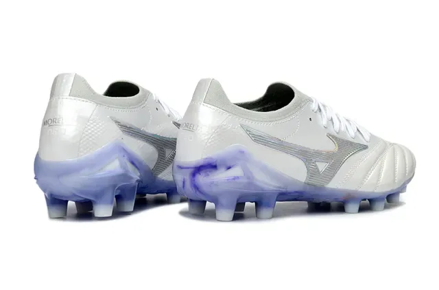 Mizuno Morelia Neo White and Translucent Blue Firm-Ground Soccer Shoes 5