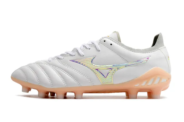 Mizuno Morelia Neo White Iridescent Wave Firm-Ground Soccer Shoes 7