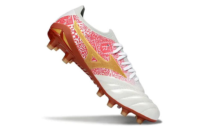 Mizuno Morelia Neo White Red Gold Firm-Ground Soccer Shoes 2