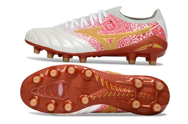 Mizuno Morelia Neo White Red Gold Firm-Ground Soccer Shoes 6