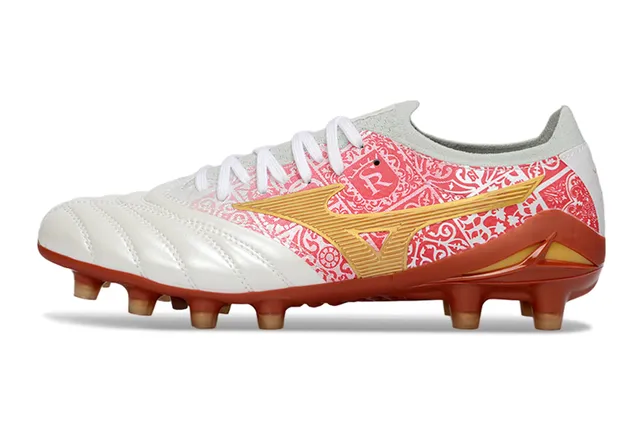 Mizuno Morelia Neo White Red Gold Firm-Ground Soccer Shoes 7