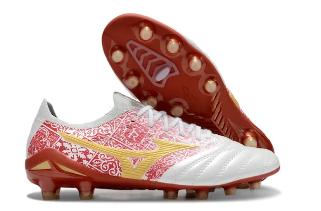 Mizuno Morelia Neo White Red Gold Firm-Ground Soccer Shoes 8