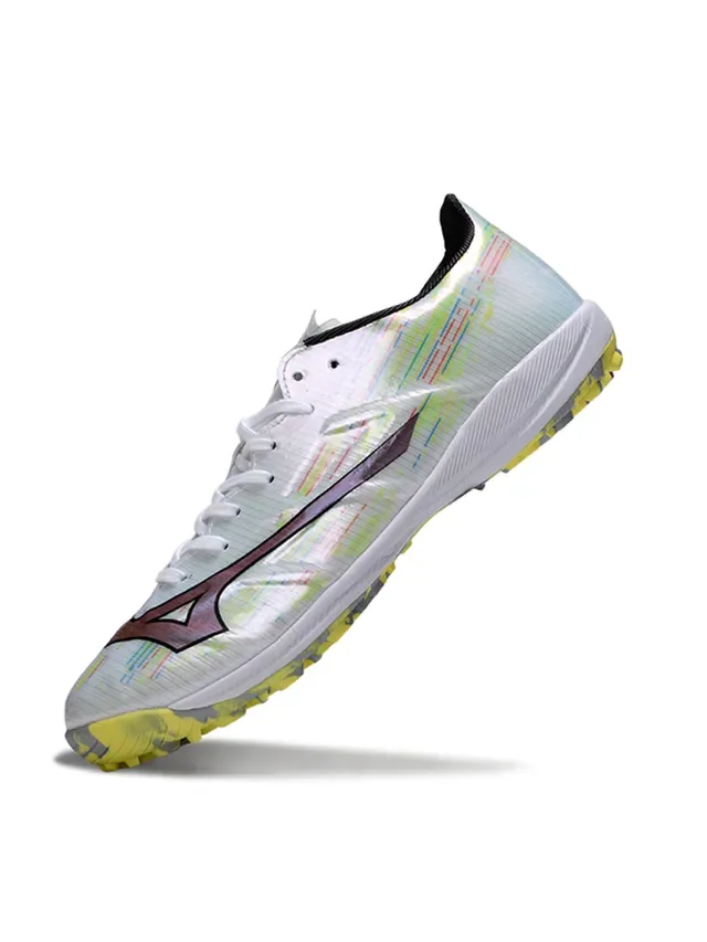 Mizuno White Multicolor Iridescent Upper Glitch-Print Detailing Artificial-Grass Soccer Shoes 3
