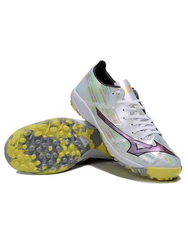 Mizuno White Multicolor Iridescent Upper Glitch-Print Detailing Artificial-Grass Soccer Shoes 4