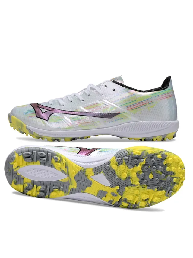 Mizuno White Multicolor Iridescent Upper Glitch-Print Detailing Artificial-Grass Soccer Shoes 6